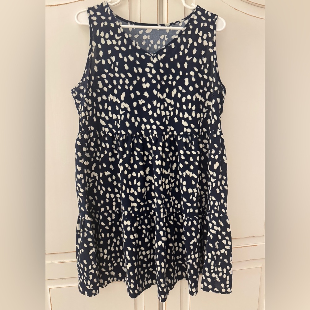 Navy and White Sleeveless Dress